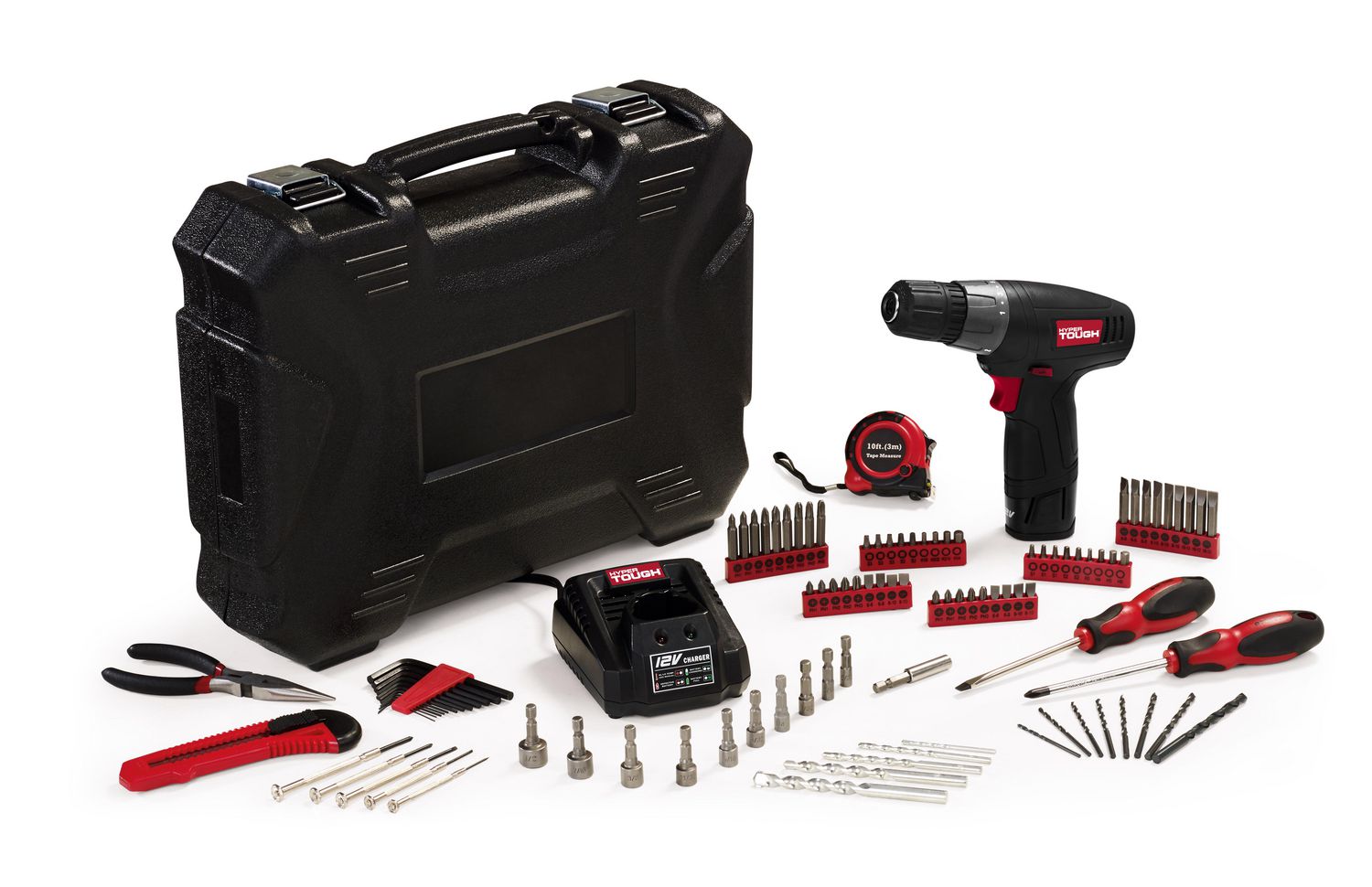 Hyper Tough 12-Volt Lithium-Ion Cordless Drill/Driver with 100 pieces  Project Kit 