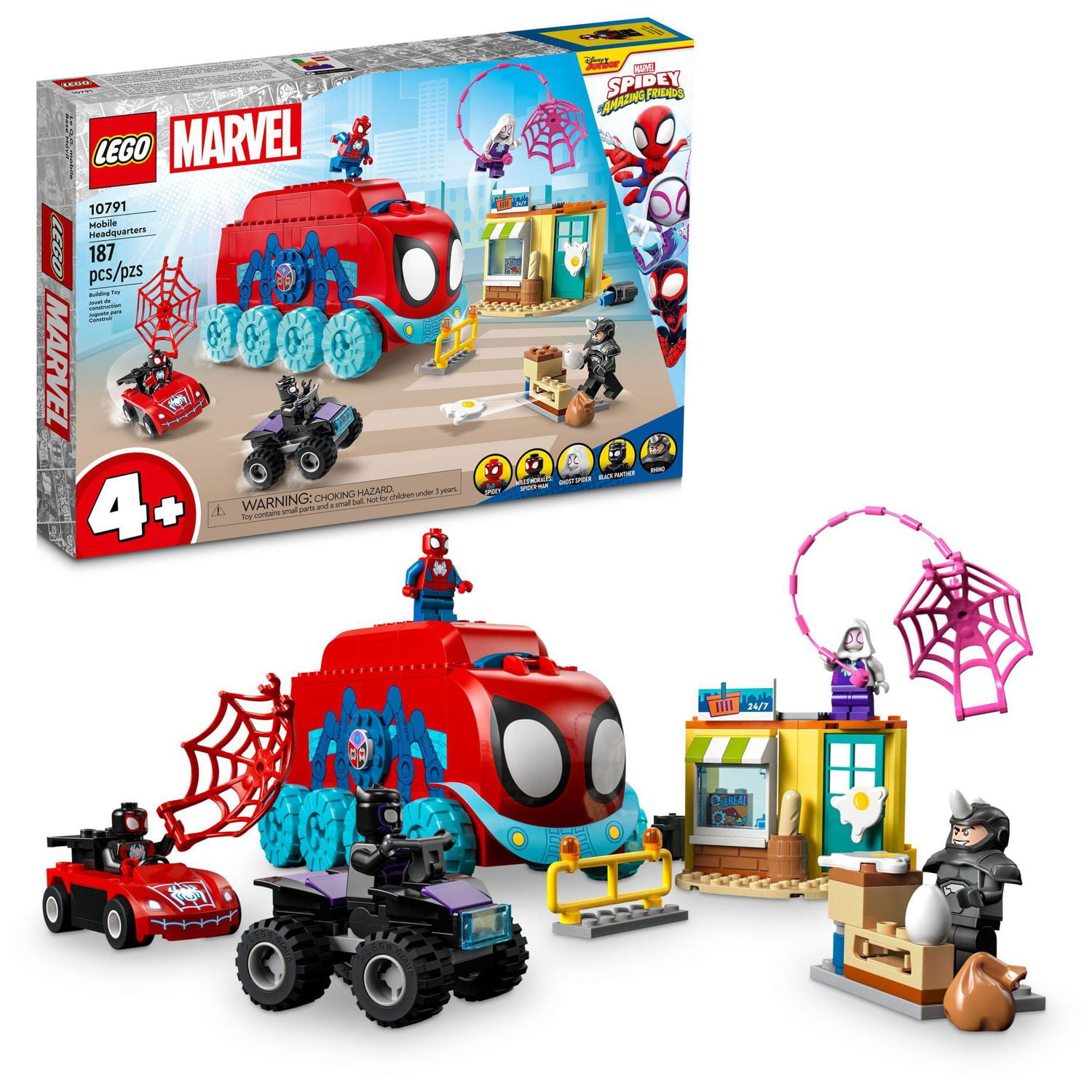 LEGO Marvel Team Spidey's Mobile Headquarters 10791 Building Set -  Featuring Miles Morales and Black Panther Minifigures, Spidey and His  Amazing Friends Series, For Boys, Girls, and Kids Ages 4+, Includes 187