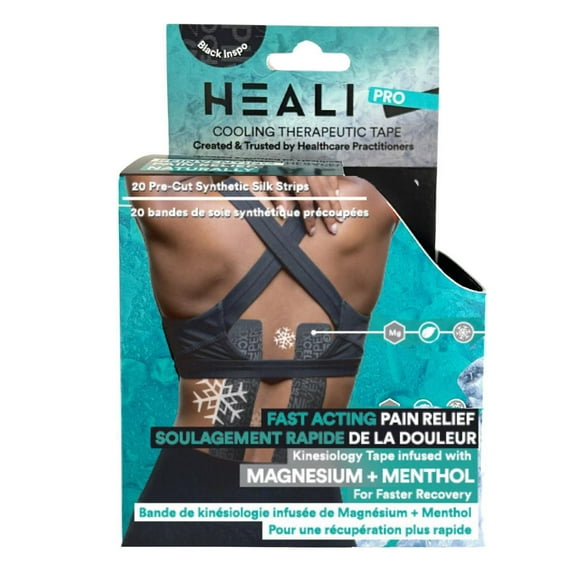 Heali Pro Kinesiology Tape - Black Inspo, Pro Kin Tape Infused with Mg & Menthol-Blk Inspo
