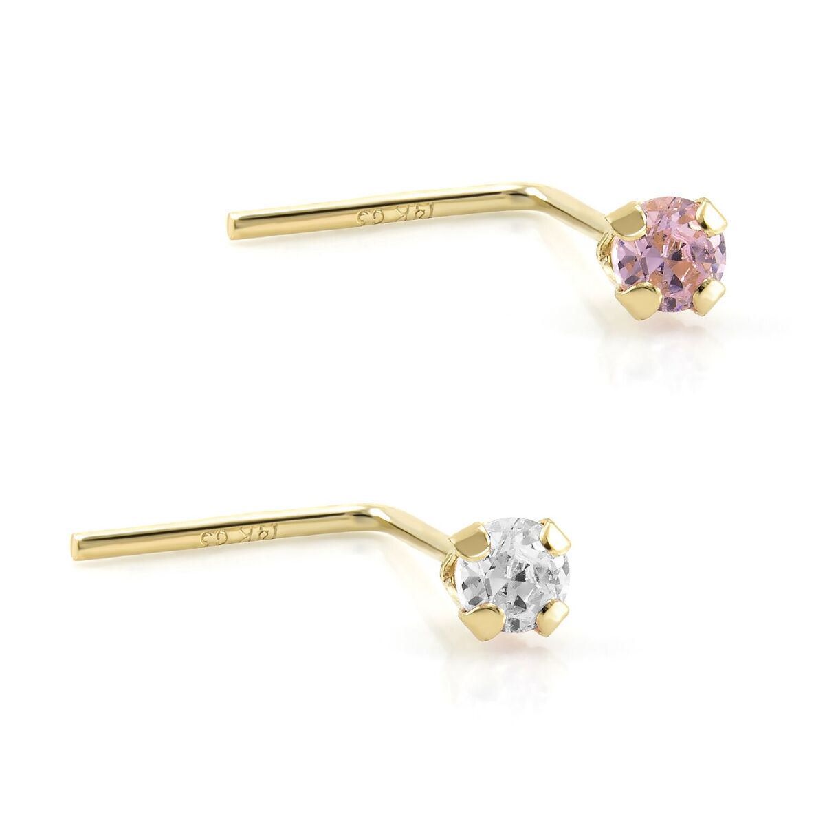 14KT 2PAK YG 2MM RD WHITE PINK CZ NOSEPIN | Walmart Canada