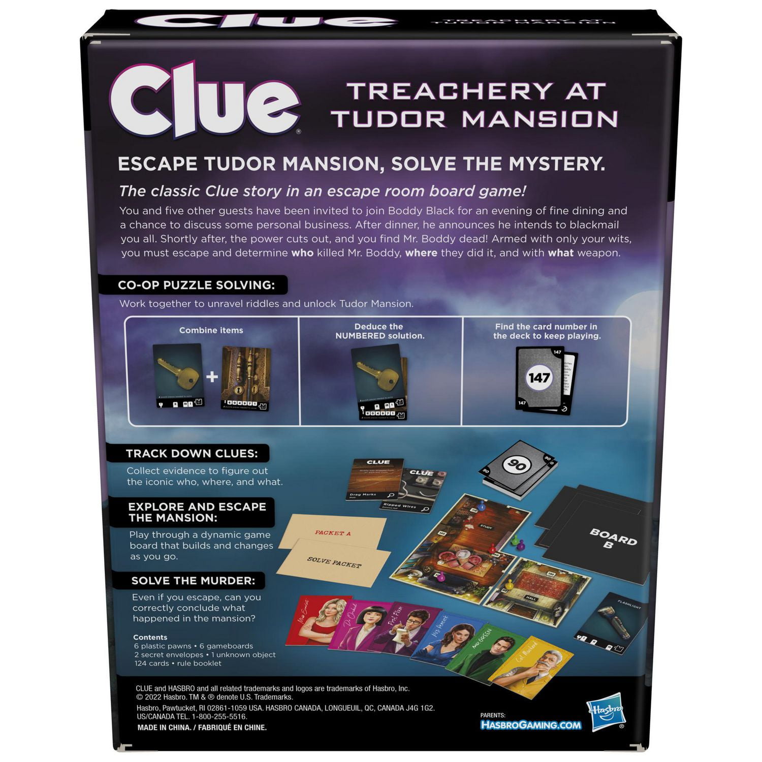 Clue Board Game Treachery at Tudor Mansion, Clue Escape Room Game,  Cooperative Family Board Game, Mystery Games, Ages 10 and up - Walmart.ca