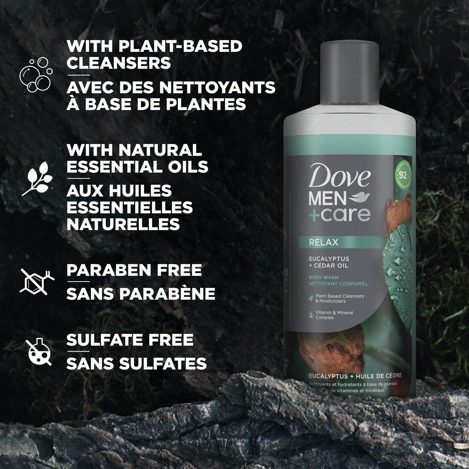 Dove Men+Care Relax Eucalyptus + Cedar Oil Body Wash, 532 ml