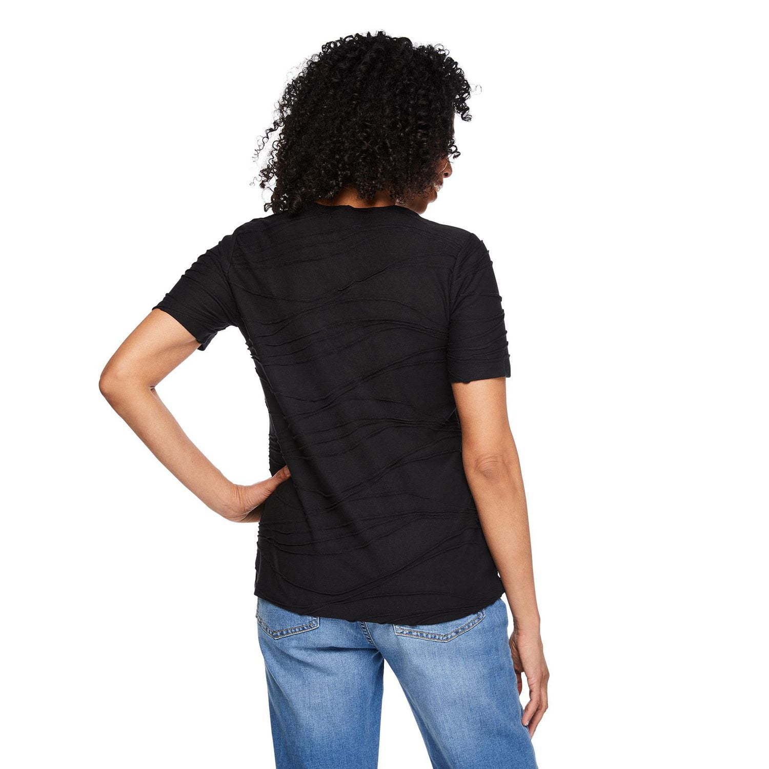 T-shirt à manches courtes avec texture ondulée Iyla pour femmes Tailles P-TG