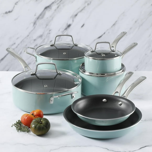 Martha Stewart 10-Piece Nonstick Cookware Set, Martha Blue