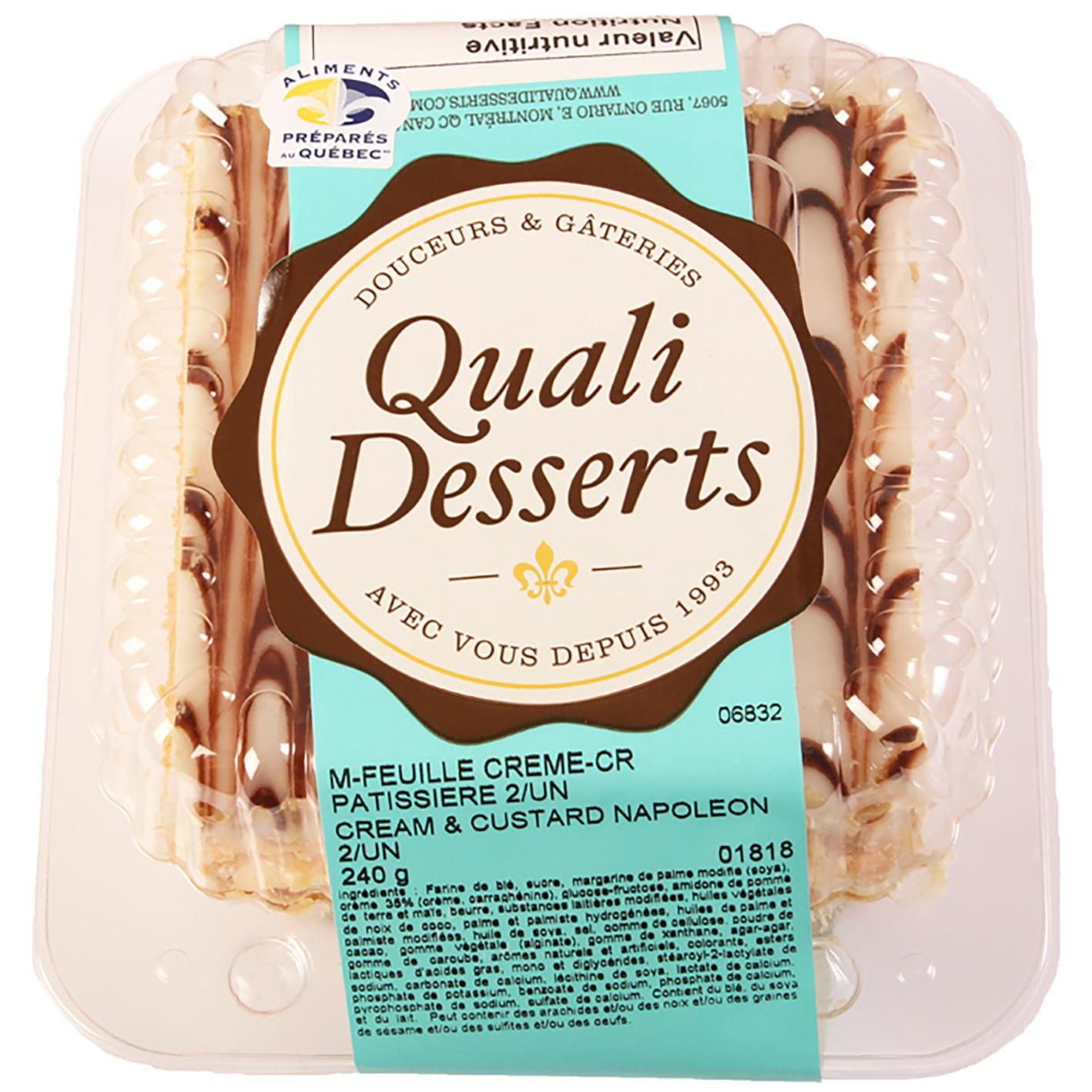 Quali Desserts Cream And Custard Napoleon 2/UN Pastry Walmart Canada