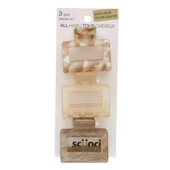 Scunci 3pk Resin Square Claw Clips, 3PK CLAWS