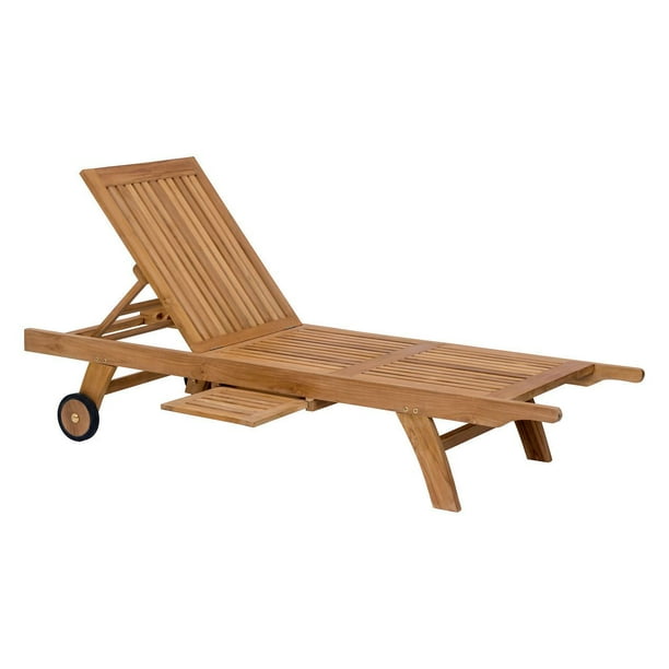 Chaise longue 1 pièce en bois de teck naturel pour extérieur Starboard de Zuo Modern