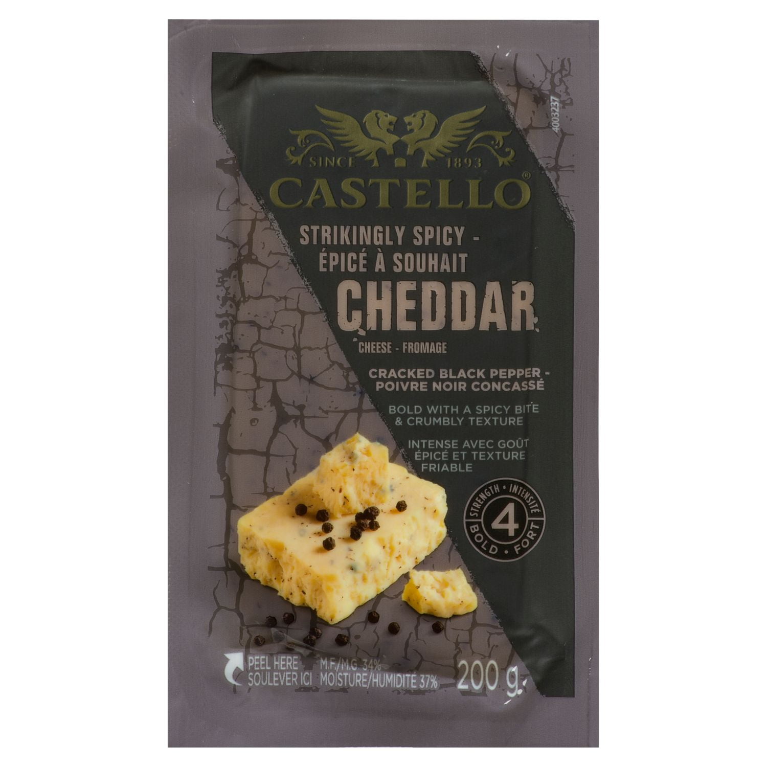 Cheddar au Poivre Noir Concassé Remarquablement Épicé Castello 200 g