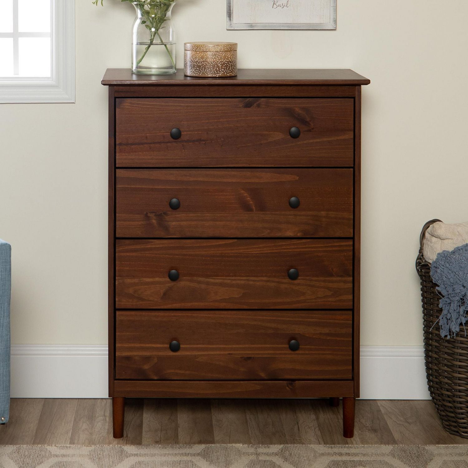 Manor Park Modern 4 Drawer Wood Dresser Multiple Finishes Walmart