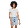 thumbnail image 1 of No Boundaries Women's Rib Baby Tee, 1 of 6