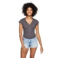 thumbnail image 1 of No Boundaries Women's Rib Henley Tee, 1 of 6