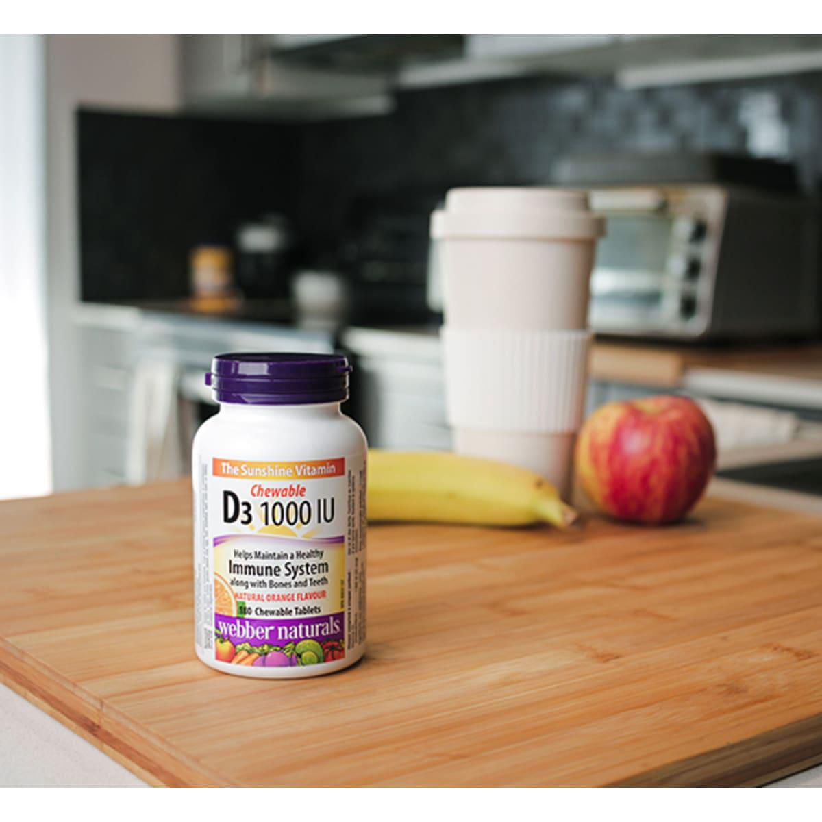 Webber Naturals Vitamine D3 à croquer, Arôme d'orange, 1000 UI 180 comprimés à croquer