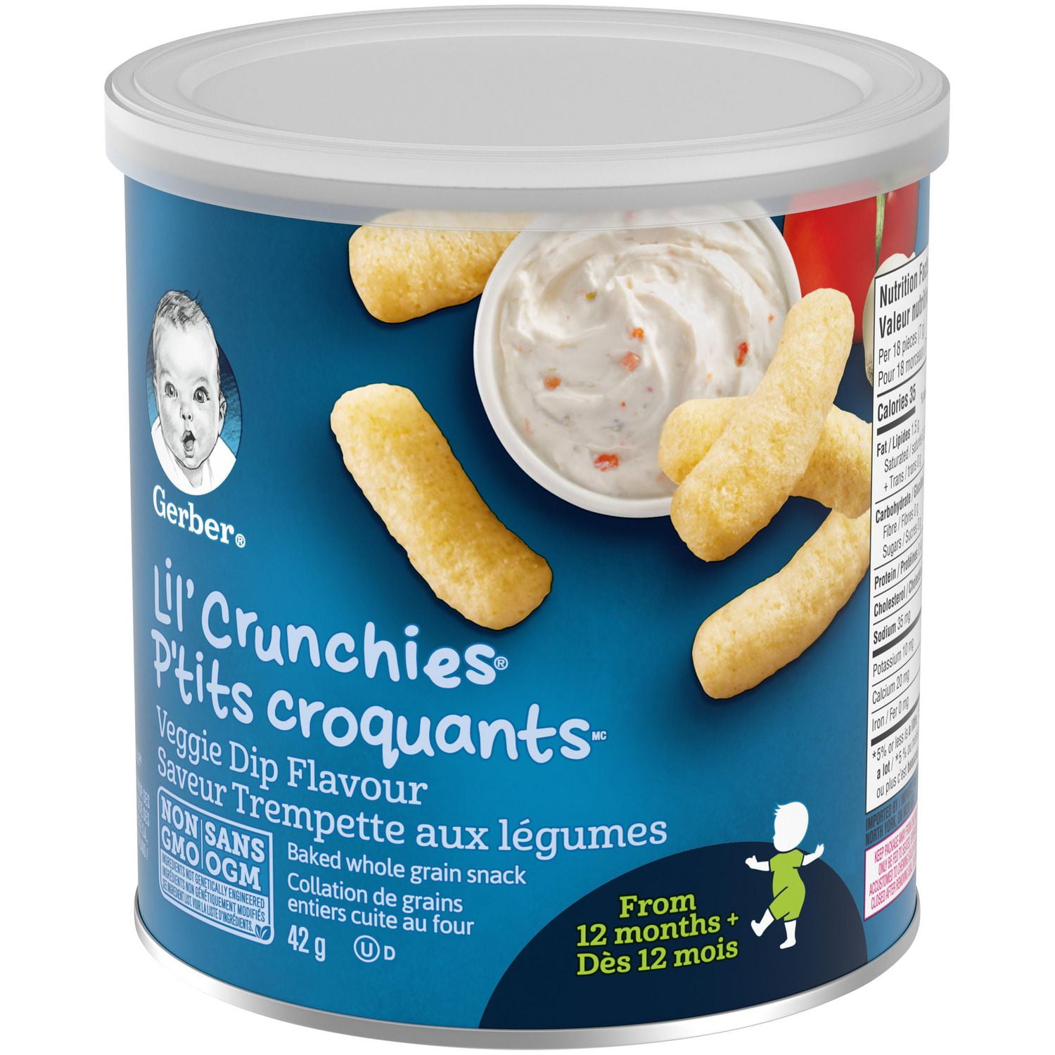 GERBER® LIL' CRUNCHIES®, Veggie Dip, Toddler Snacks 42 g, 42 GR 
