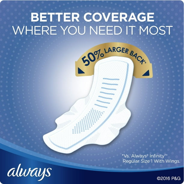 Always Infinity Size 5 Extra Heavy Overnight Pads With Wings