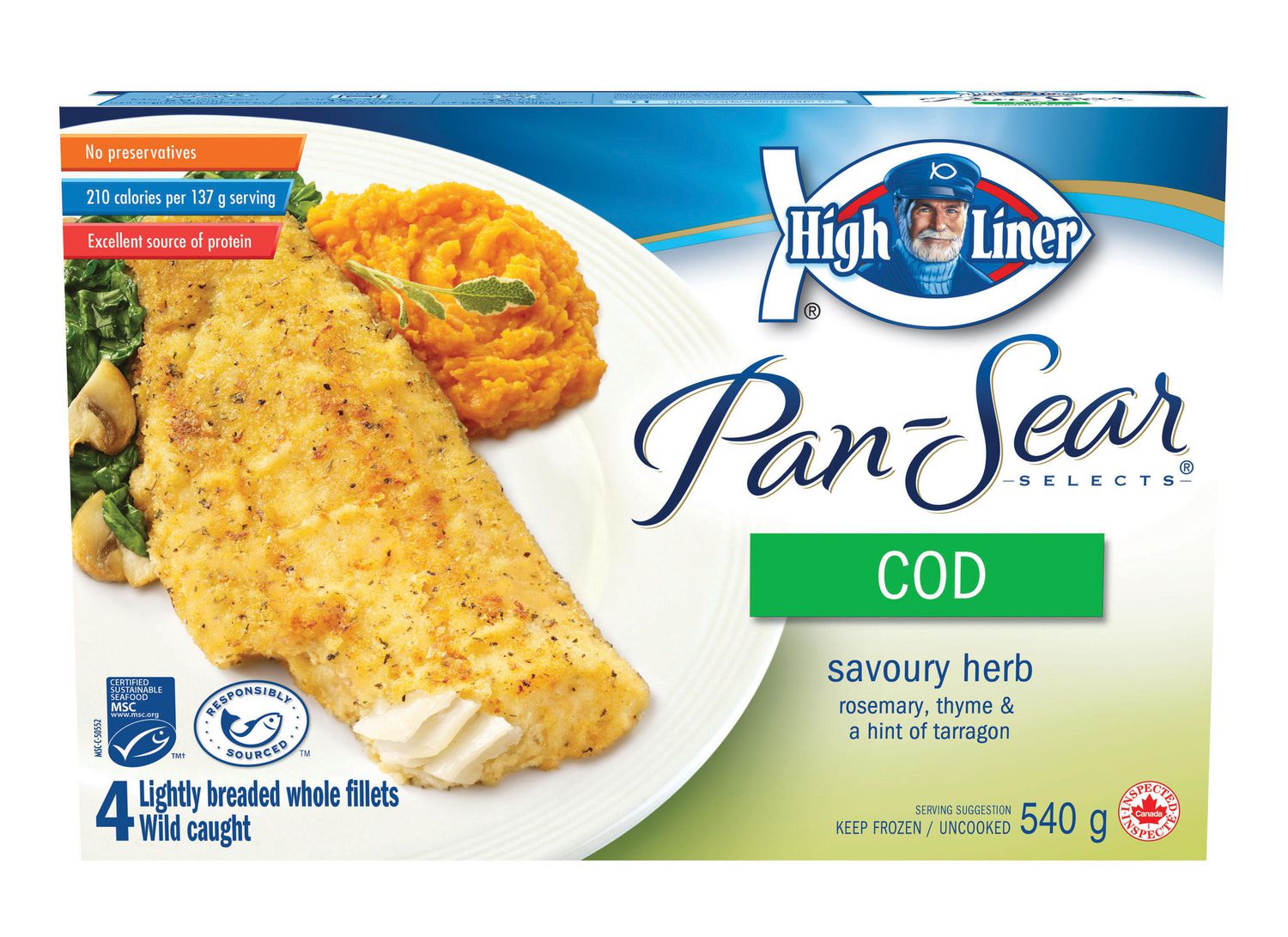 High Liner PanSear Cod Savoury Herb Lightly Breaded Whole Fillets