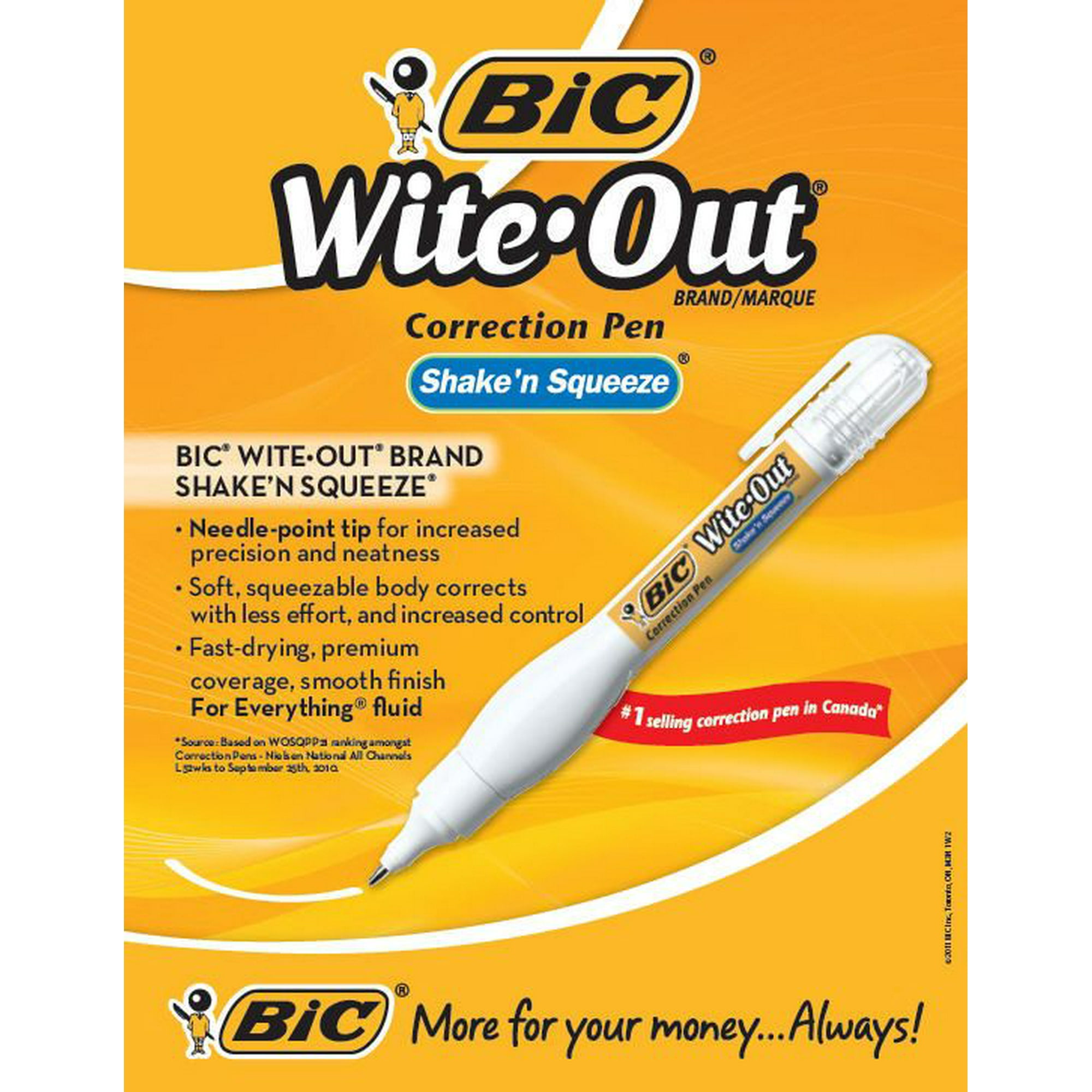 Bic Wite-Out Quick Dry Correction Fluid - white color writeout