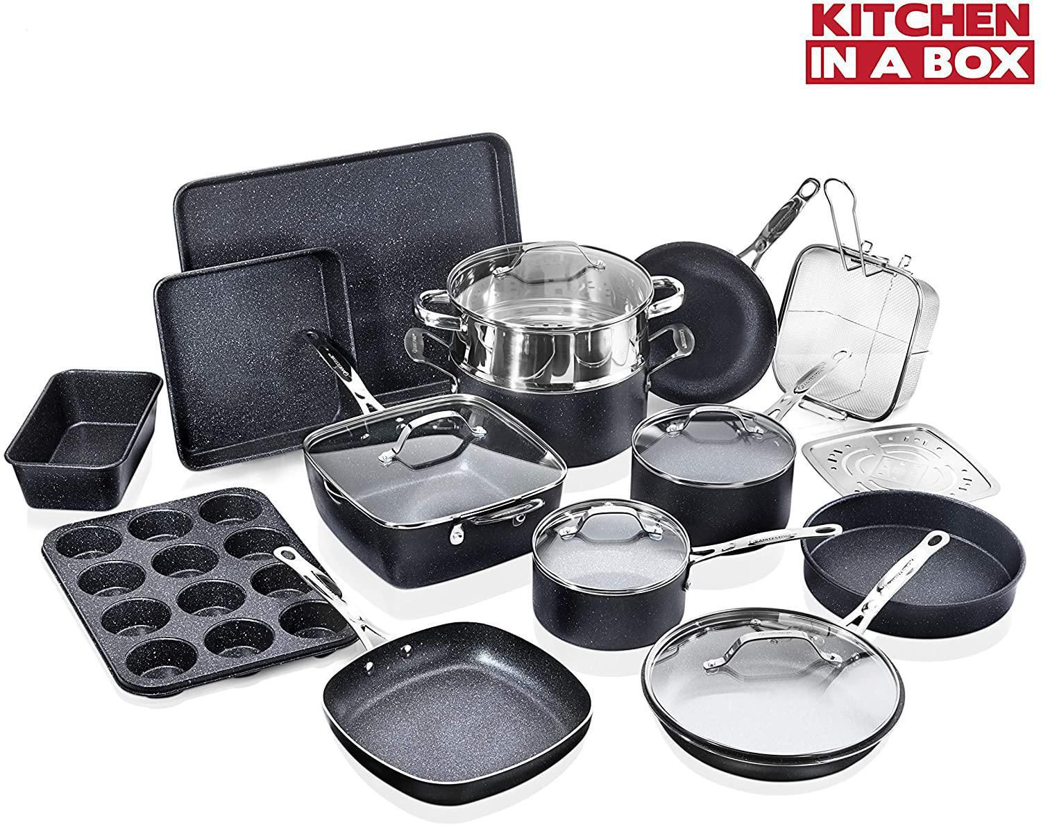 Granite Stone Pot Pan Set Kitchen Cookware Bakeware Nonstick 20 Piece 7081 for sale online 