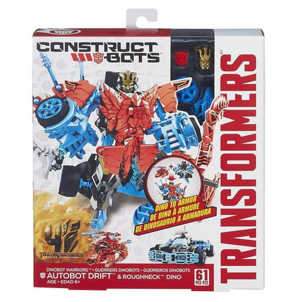 Transformers  Construc-Bots L'ère de l'extinction - Autobot Drift et Roughneck Dino  Figurines à assembler de Guerriers Dinobots