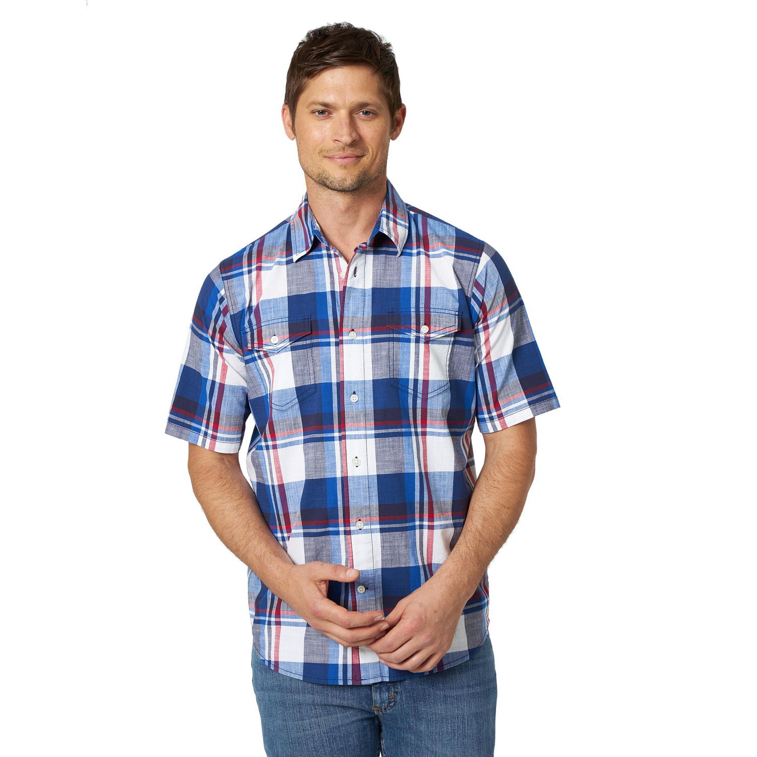 Wrangler Men's Premium Short Sleeve Stretch Plaid Shirt | Walmart Canada
