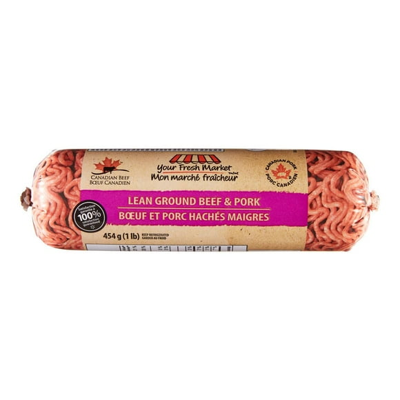 Ground Beef and Pork Lean Tube, Your Fresh Market, 454 g