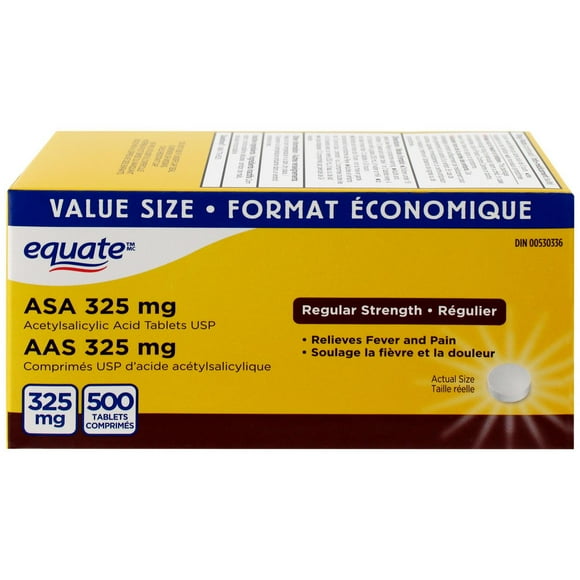 Equate ASA 325 mg, 500 Acetylsalicylic Acid Tablets USP