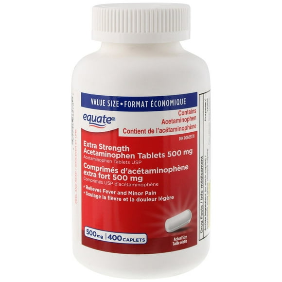 Equate Extra Strength Acetaminophen 500 mg, 400 Caplets