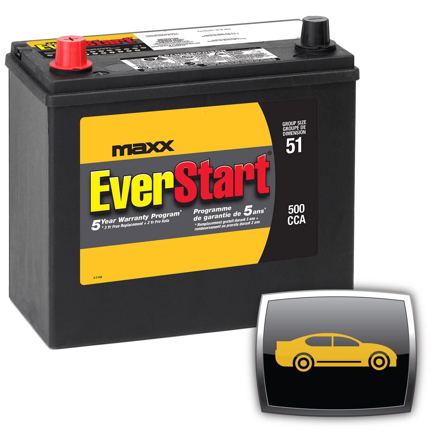 EverStart AUTO MAXX-51N, Car Battery, Group Size 51, 500 CCA | Walmart  Canada