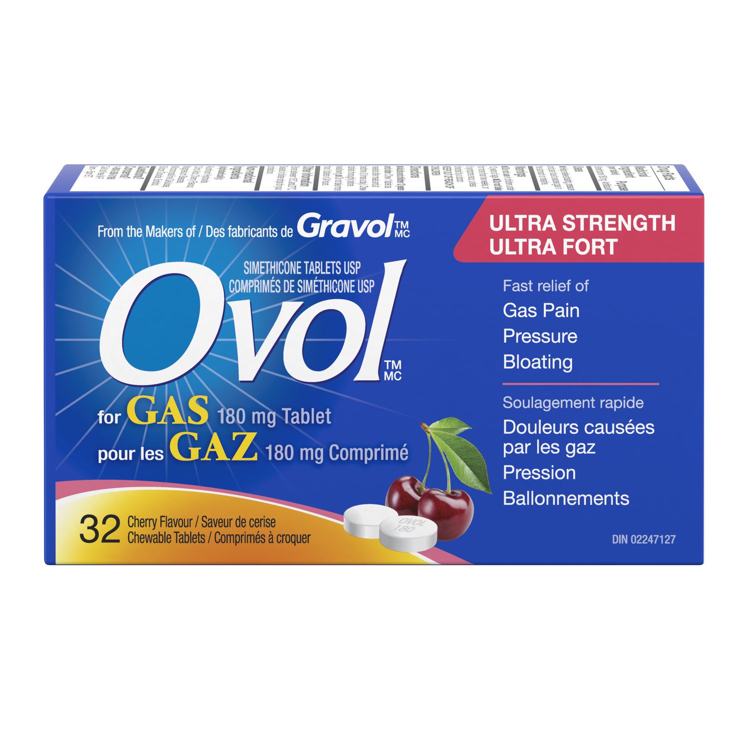 OVOL Ultra Strength 180mg Chewable, Cherry Flavour, 32