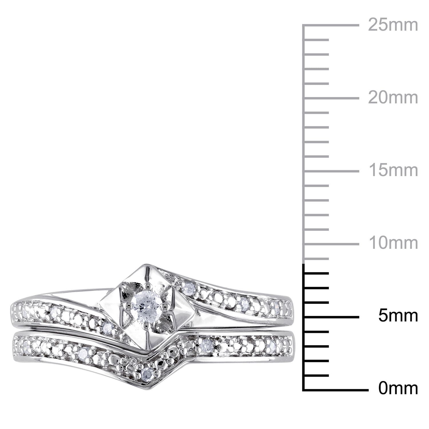 Miabella 0.10 Carat T.W. Diamond Sterling Silver Bridal Set