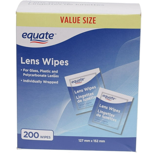 Equate Lens Wipes, 200 pack