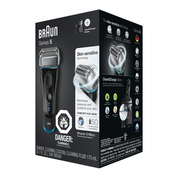  Braun Series 5 5190cc Men's Electric Rechargeable Cordless  Razor and Foil Shaver with Clean & Charge System : Beauty & Personal Care