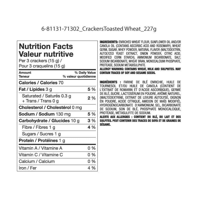 Great Value Toasted Wheat Cracker Walmart Canada