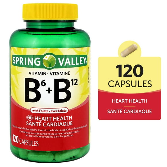 Spring Valley Vitamin B6+ B12, 120 Capsules