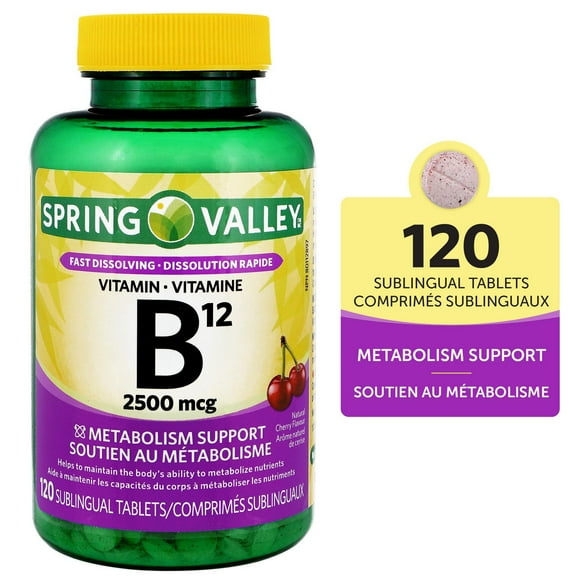 Spring Valley Vitamin B12 2500mcg, 120 Sublingual Tablets