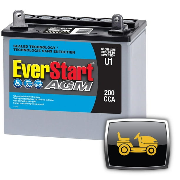 EverStart PREM AGMU1-31AH – 12 Volts, Batterie AGM haut de gamme Pelouse et jardin, groupe U1, 200 ADF
