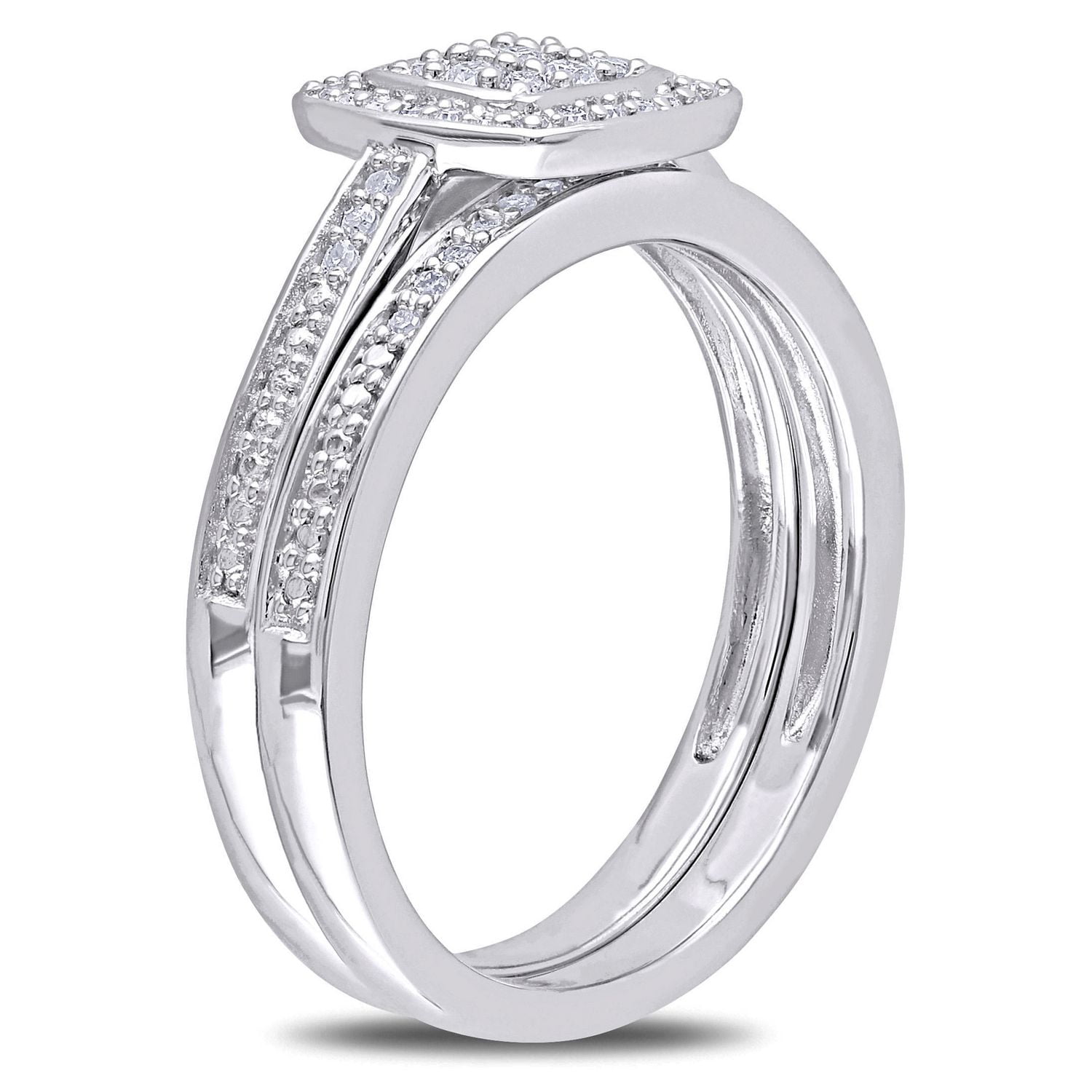 Ensemble nuptial Miabella avec 0.25 carat de diamant en halo en argent sterling