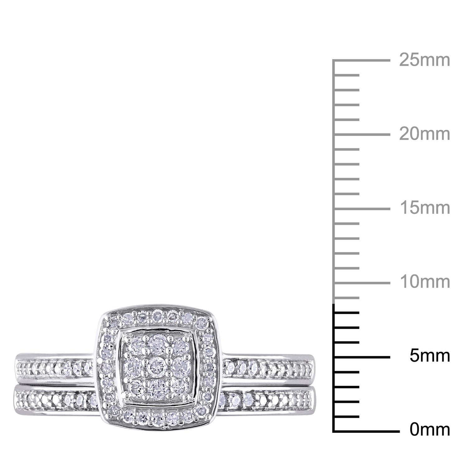 Ensemble nuptial Miabella avec 0.25 carat de diamant en halo en argent sterling