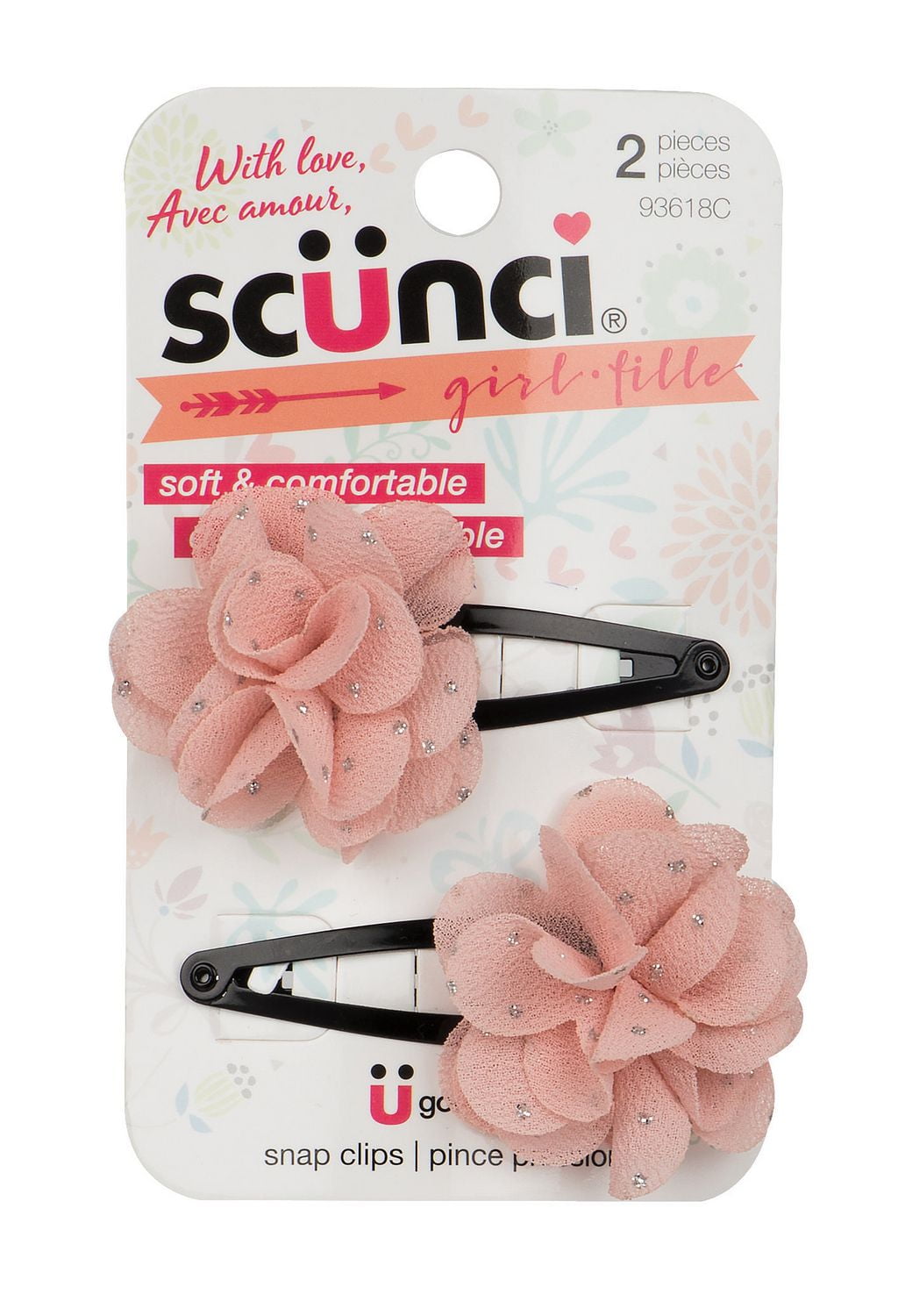 SCUNCI 2Pk Snap Clip with Flowers Walmart Canada