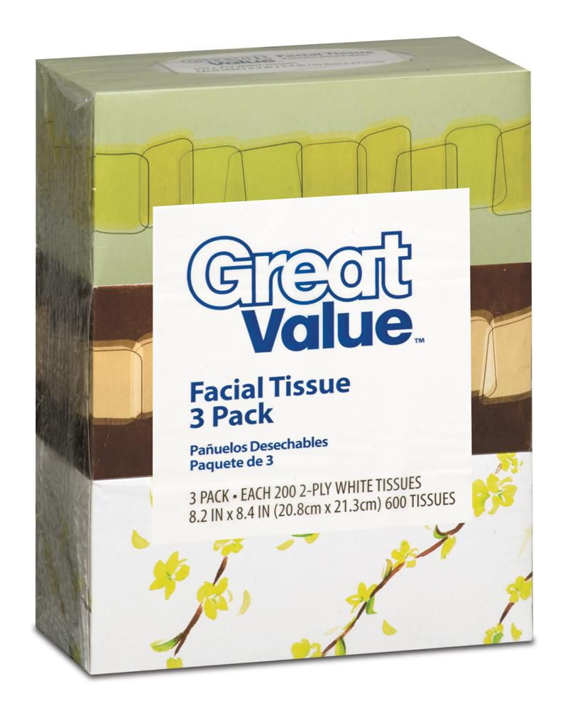 Great Value Facial Tissue 3/200's 2 ply Walmart Canada