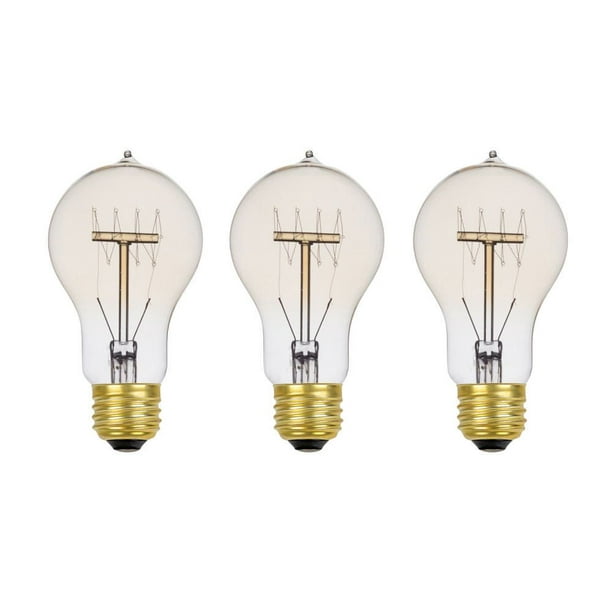 Ampoule incandescente à filament grillagé de 60W Edison A19 style vintage Edison (paquet de 3)