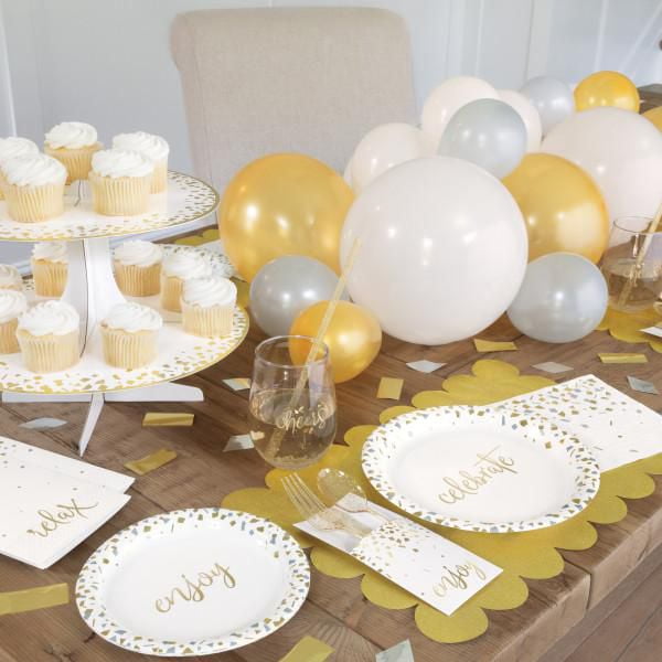 Gold confetti shop paper plates