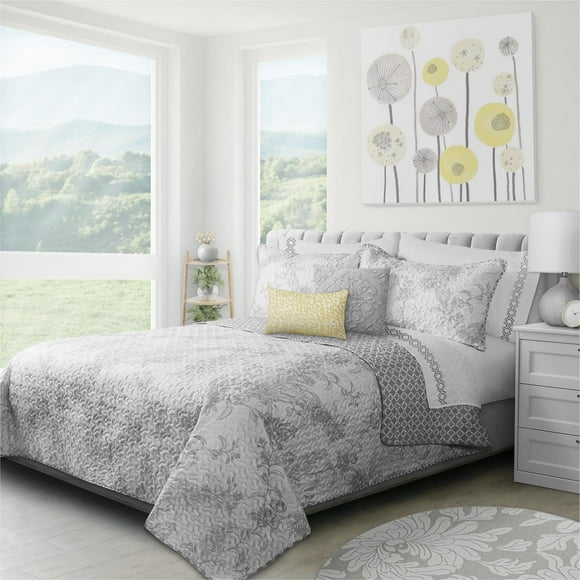 Safdie & Co. Quilt 3PC Set K Transitions Alloy