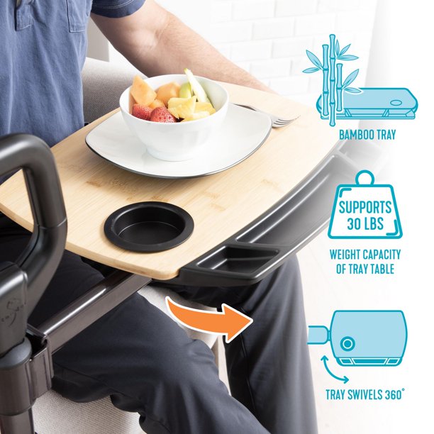 Plateau De Petit-Déjeuner Pliable En Bambou Noir Avec Poignées Et Fente Média Pour Tablette - Bureau Portable Lit TV
