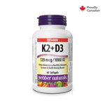 Webber Naturals Vitamin K2+D3 120 Mcg/1000 IU