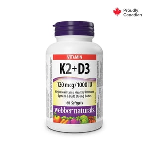 Webber Naturals Vitamin K2+D3 120 Mcg/1000 IU