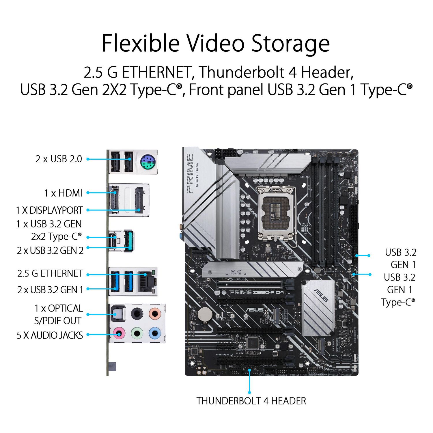 ASUS Prime Z690-P D4 LGA 1700 Intel 12th Gen ATX Motherboard- PCIe