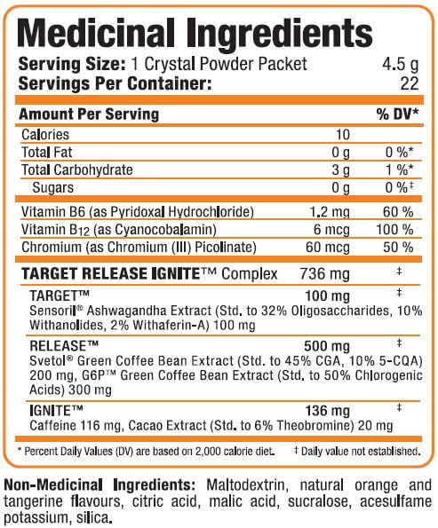 Rapidcuts Femme Rapid Fat burning Tangy Orange Supplement Powder, 22 single Orange-tangerine crystal packets, 99g