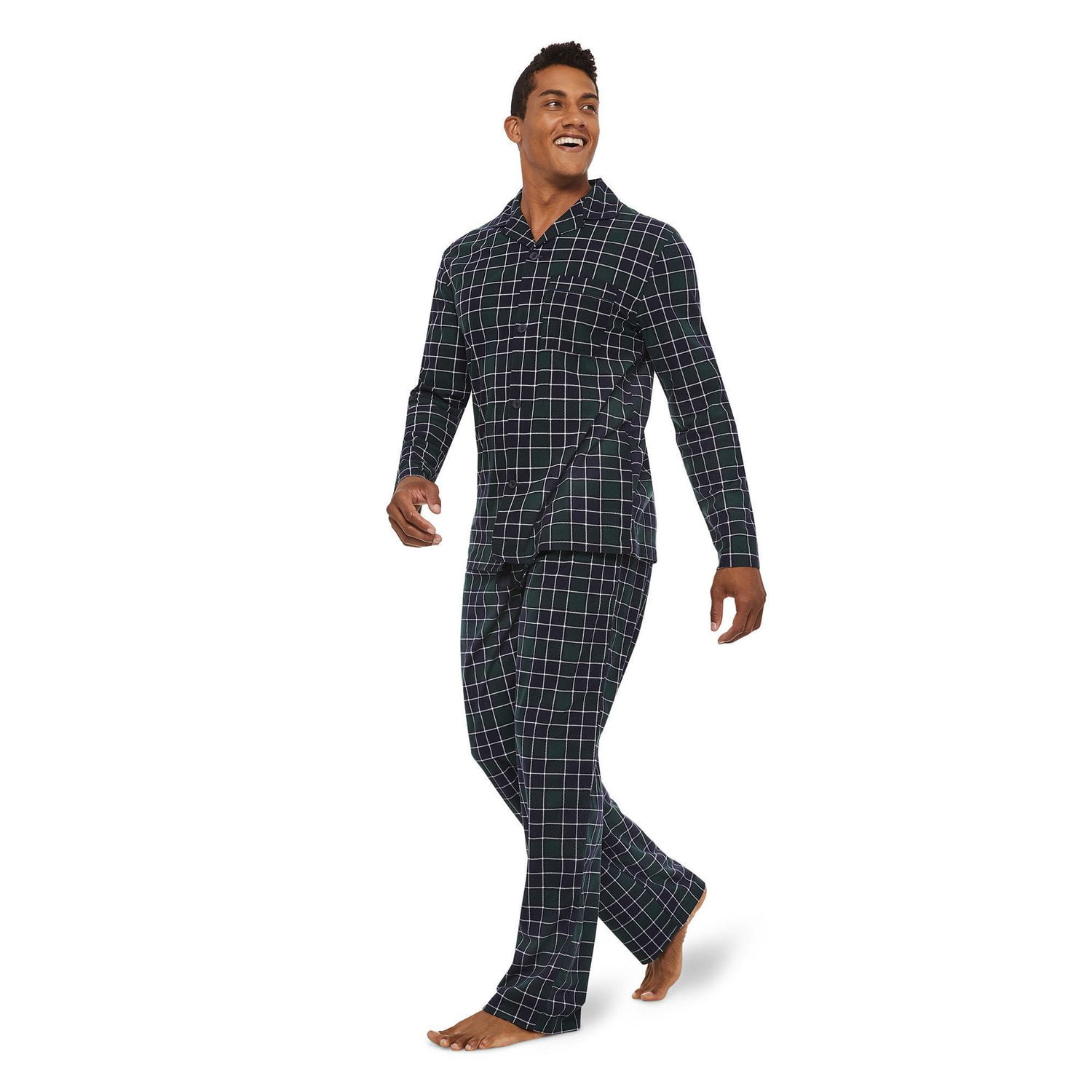 Pyjama brossé à carreaux George pour hommes