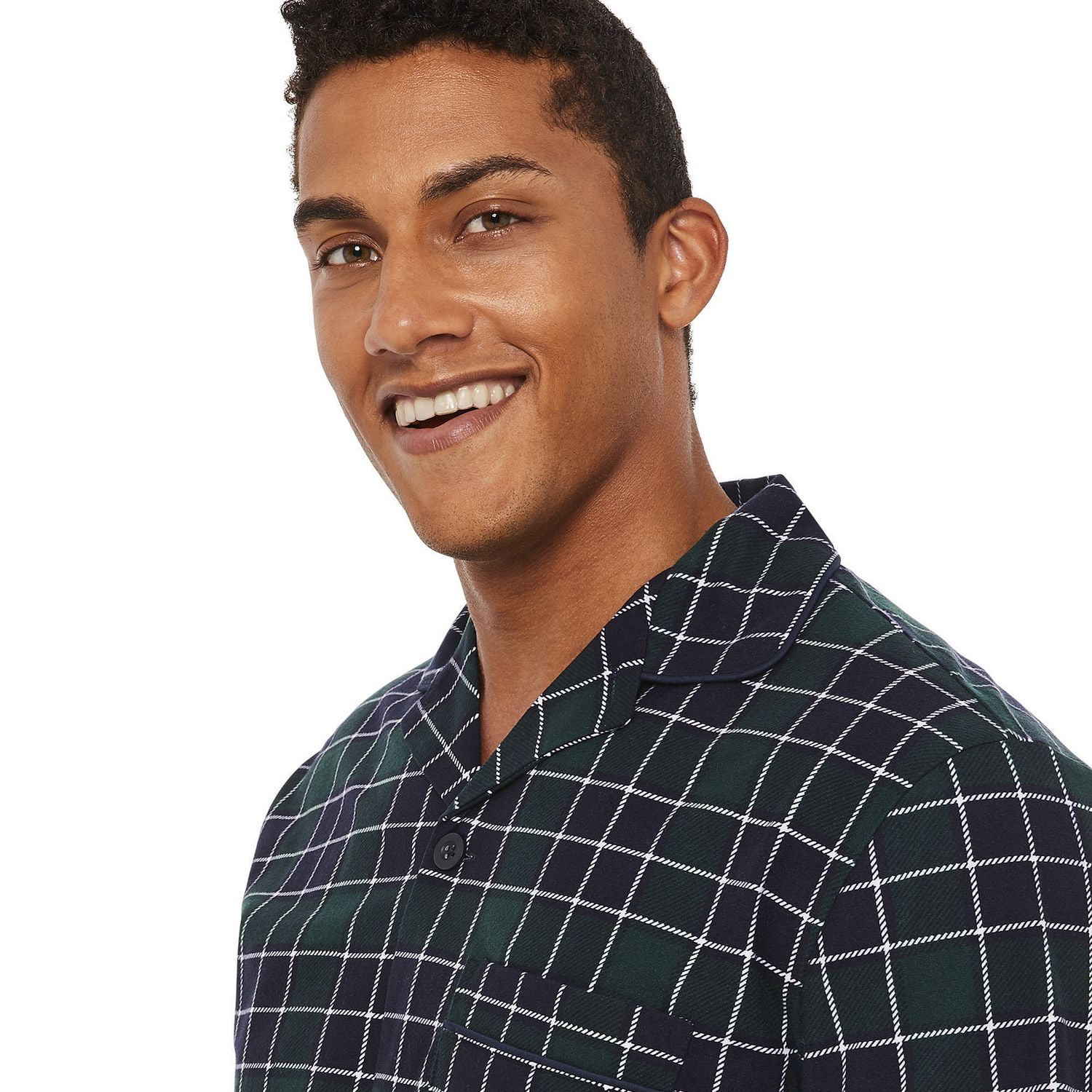 Pyjama brossé à carreaux George pour hommes