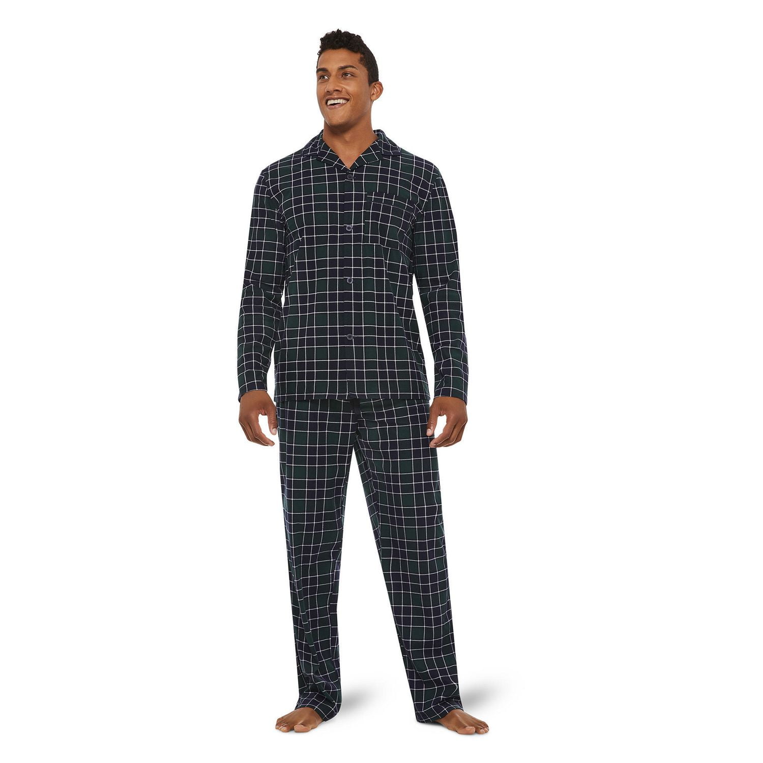 Pyjama brossé à carreaux George pour hommes